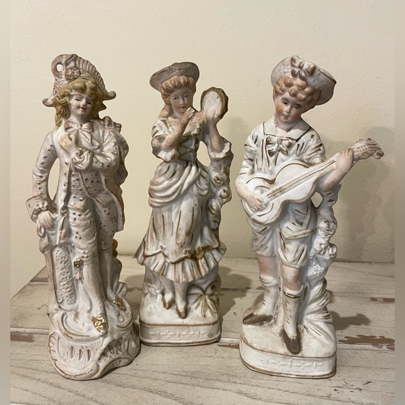 3 Vintage Japan Hand Painted Porcelain Bisque Figurines - Picture 1 of 4